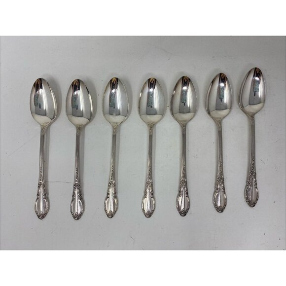 Vintage 1950s Oneida Rogers Enchantment Teaspoons Lot Of 7 - Picture 1 of 8